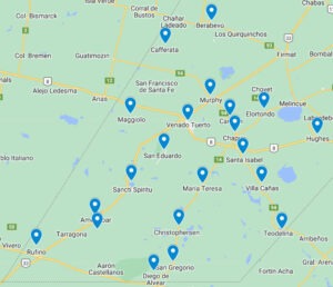 Localidades con cobertura en el Círculo Odontológico Regional de Venado Tuerto.
